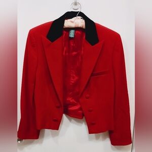 Ralph Lauren Wool Red Blazer with Black Velvet Collar